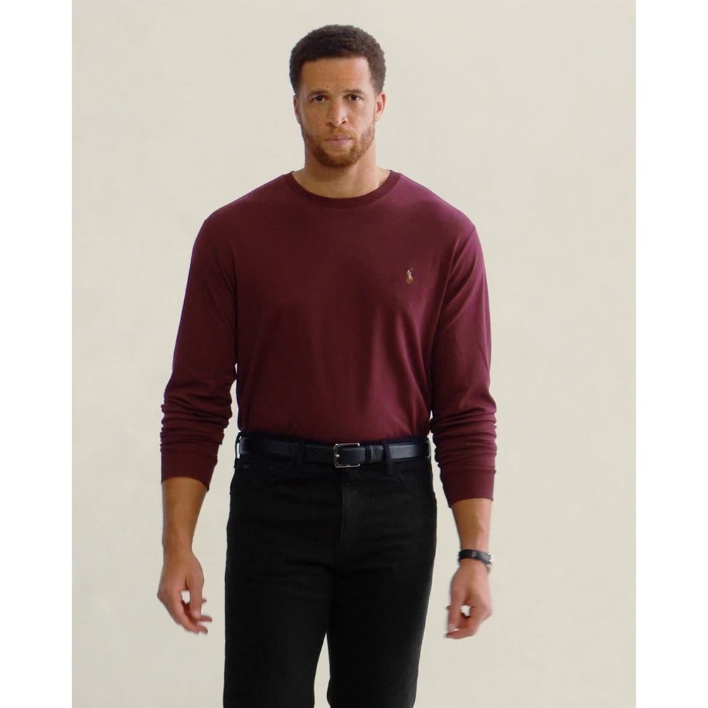 POLO RALPH LAUREN MEN'S L/S 4X BIG T-SHIRT~RED WINE~NWT